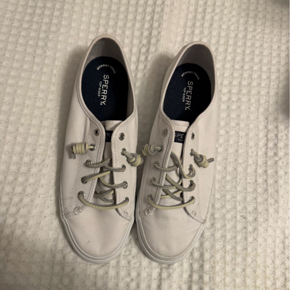 Sperry Off-White Canvas Slip-Ons